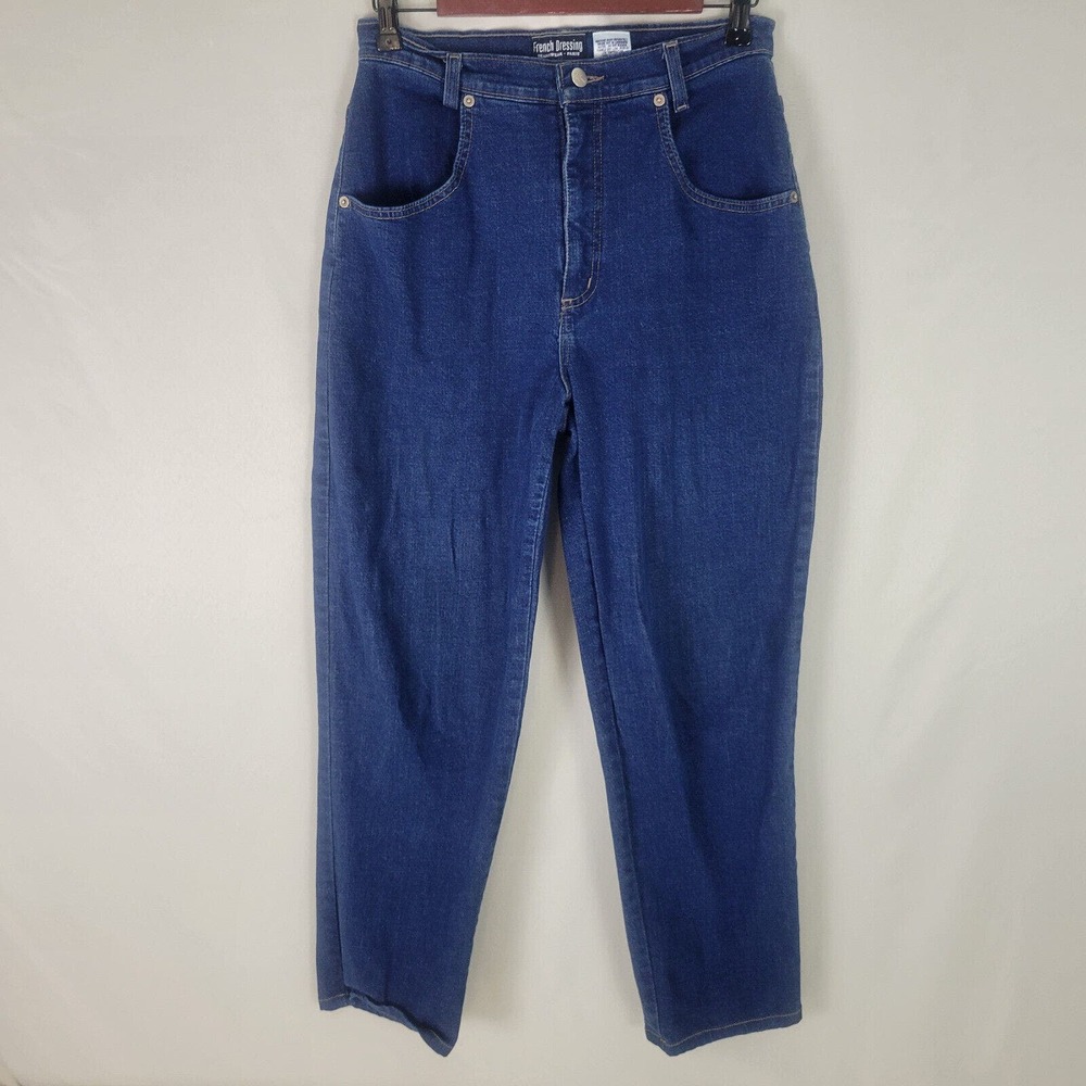French Dressing Jeans Womens 8 Blue Denim High Rise Mom‎ Dark Wash W27 x L27.5